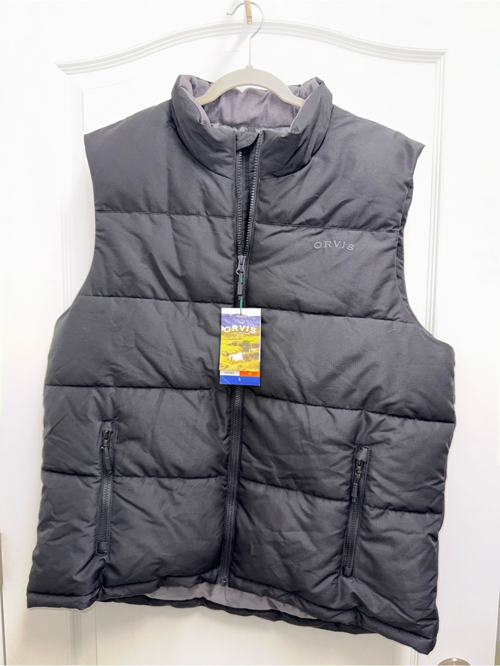 Orvis Men’s Ripstop Puffer Vest Large Black Caviar NWT Full Zip Insulated